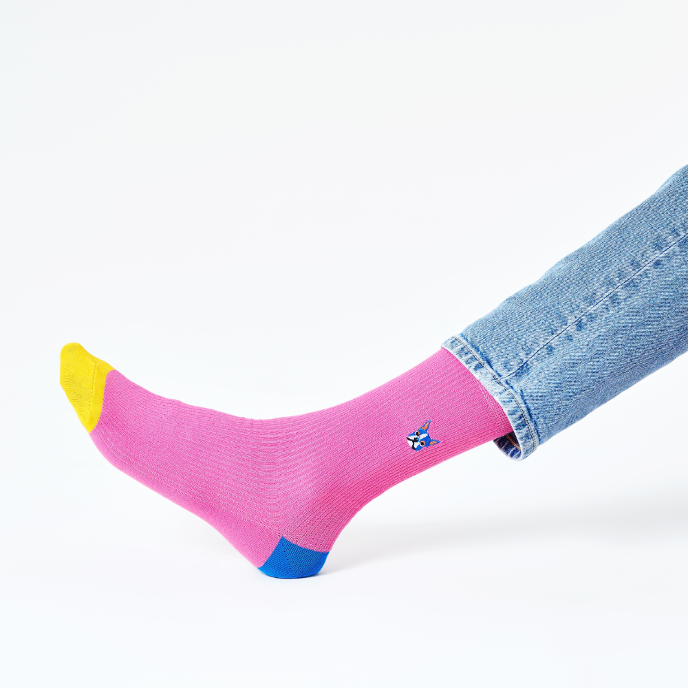 Happy Socks Ribb Embroidery Dog Sock
