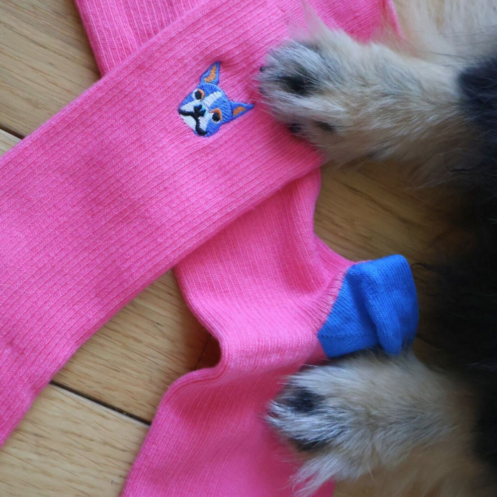 Happy Socks Ribb Embroidery Dog Sock